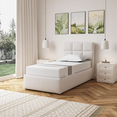 The Range Richwood Fabric 90cm Single Ottoman Bed Frame - Beige - Beige