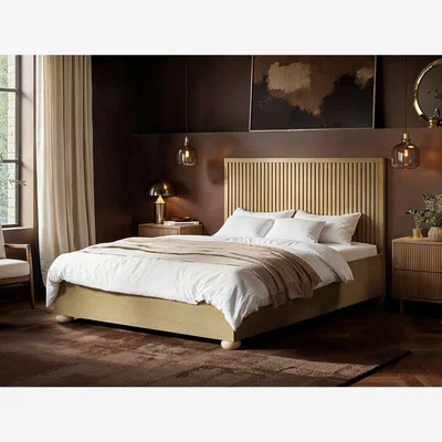 The Range Theo Ribbed Ottoman Bed Light Wood - Brown