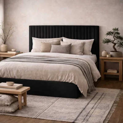 The Range Dublin 6ft Super King Ottoman Bed in Velvet - Black
