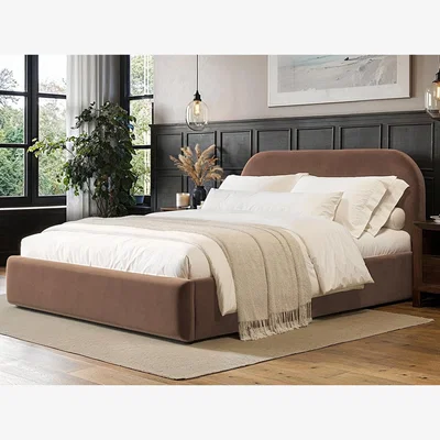 The Range Alba Chocolate Velvet Ottoman Bed - Brown