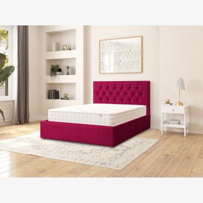 The Range Olivier Fabric Ottoman Storage Bed, Plush Velvet Fabric - Berry / Double