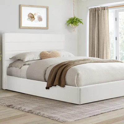 The Range King Size Ottoman Bed Frame White Boucle Birlea Lucas Fabric 5FT 150cm - White