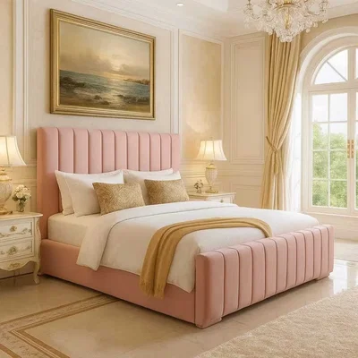 The Range London Divan Ottoman Bed With Headboard - Pink / King