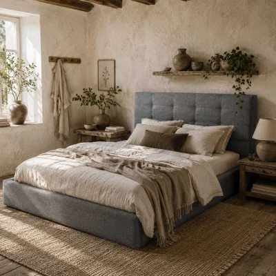 The Range Sutto 4FT6 Double Ottoman Bed with Gas-Lift Storage, Grey