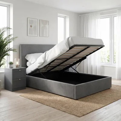 The Range FWStyle Fossil Small Double Ottoman Bedframe Padded Headboard - Fossil