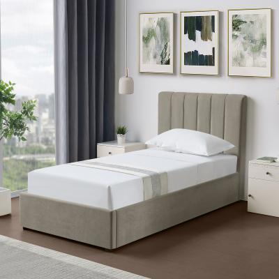 The Range Evelynne Fabric 90cm Single Ottoman Bed Frame with Storage - Light Brown