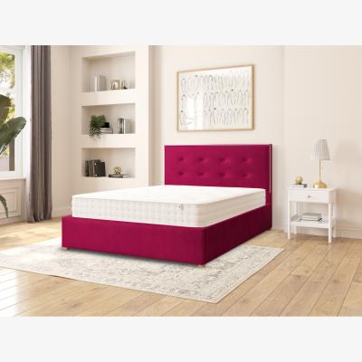 The Range Presley Fabric Ottoman Storage Bed, Plush Velvet Fabric - Berry / King
