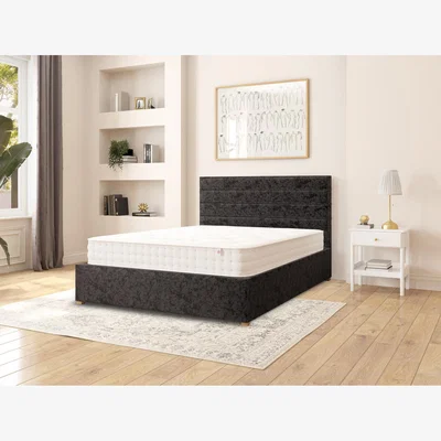The Range Kelly Fabric Ottoman Storage Bed, Mirazzi Velvet Fabric, Black - Black / King