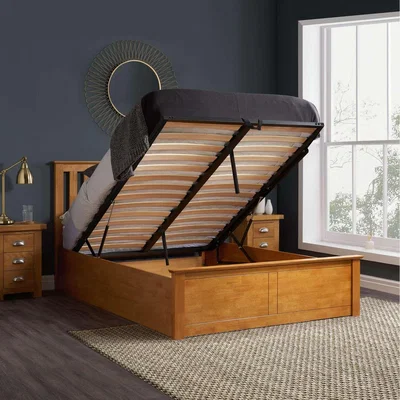 The Range King Ottoman Bed and Mattress Bundle Wood Phoenix Nebula 150cm 5ft - Oak