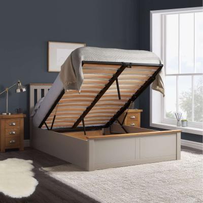 The Range Double Ottoman Bed and Mattress Bundle Wood Phoenix Nebula 135cm 4ft 6 - Pearl Grey