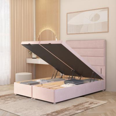 The Range Horizona Storage Ottoman Bed and 54 Floor Standing Headboard Velvet - Pink / Superking