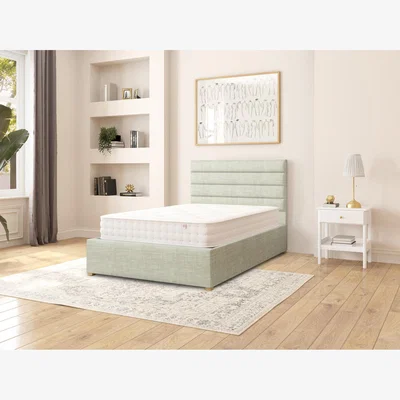 The Range Kelly Fabric Ottoman Storage Bed, Pure Pastel Cotton Fabric - Eau De Nil / Small Double