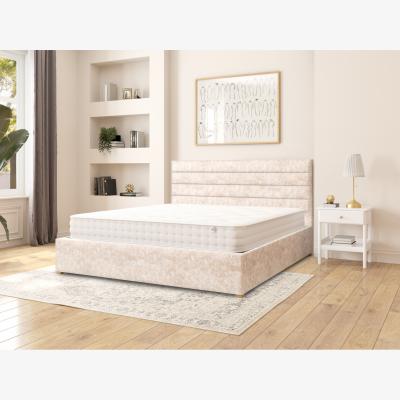 The Range Kelly Fabric Ottoman Storage Bed, Mirazzi Velvet Fabric, Pearl - Pearl / Superking
