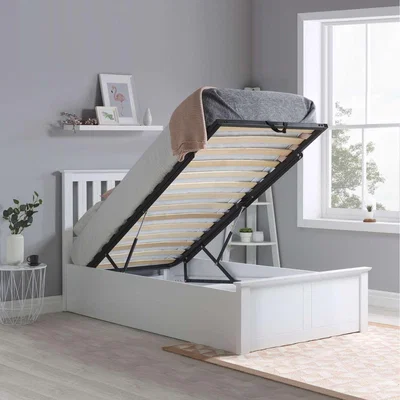 The Range Single Ottoman Bed and Mattress Bundle Wood Phoenix Nebula 90cm 3ft - White