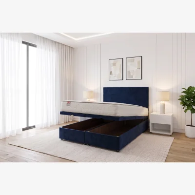 The Range York Ottoman Bed Pink Plush 3FT With Mattress & 24"Headboard - Single - Navy / 193cm / 40kg / Single