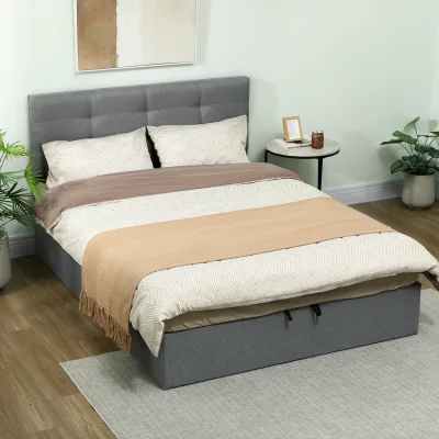 The Range HOMCOM Ottoman Bed Frame with Gas Lift Tufted Headboard - Grey / King