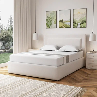 The Range Weston Fabric 150cm King Ottoman Bed Frame - Beige - Beige