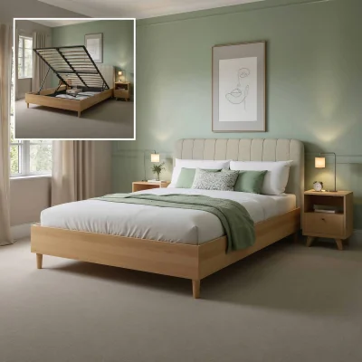 The Range Cooper Mixed Material Shadow Ottoman Bed- King Size