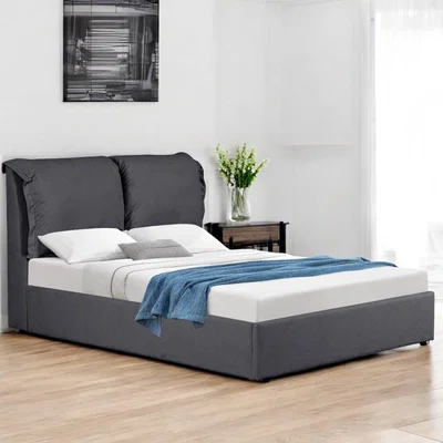 The Range Chester Pillowback Cushion Upholstered Ottoman Storage Bed - Charcoal Grey / King