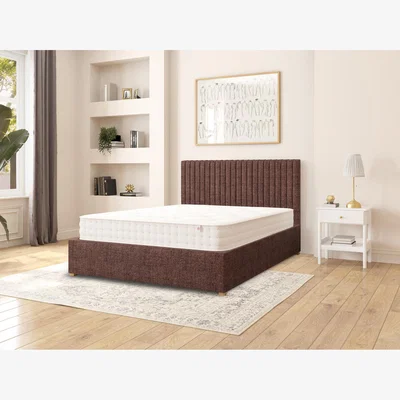 The Range Grant Fabric Ottoman Storage Bed, Yorkshire Knit Fabric - Chocolate / King