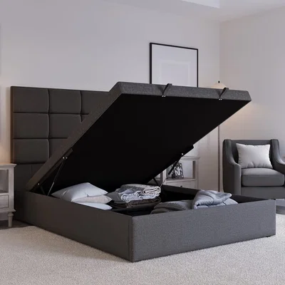 The Range Snuggle Beds Hayden Grey Ottoman Bed - Grey / King