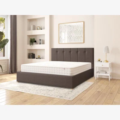 The Range Hepburn Fabric Ottoman Storage Bed, Saxon Twill Fabric - Charcoal / Superking