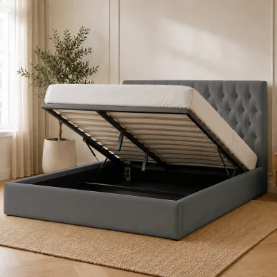 The Range Elizabeth Charcoal Ottoman Bed - Charcoal