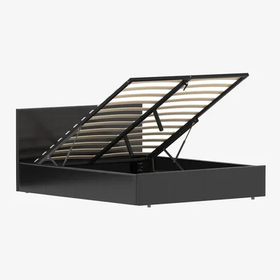 The Range Lisbon Faux Leather Ottoman Bed - Black / 58.5kg