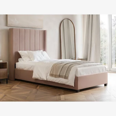 The Range Tiggy Single Ottoman Bed Velvet - Pink
