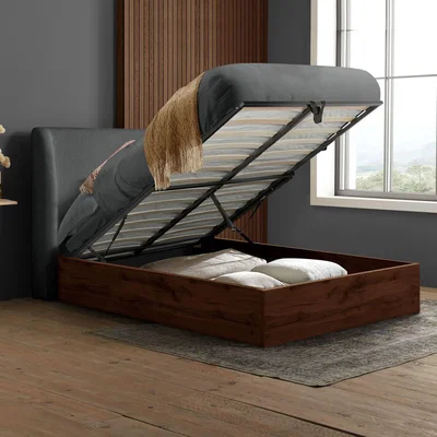 The Range Halfden Double Ottoman Storage Bed Oak and Grey Birlea - Grey / King