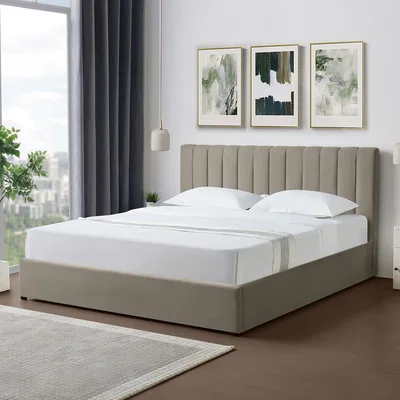 The Range Evelynne Fabric 180cm Superking Ottoman Bed Frame - Light Brown