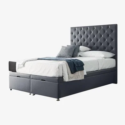 The Range Rose Chesterfield Ottoman Divan Bed  - Steel grey  / King