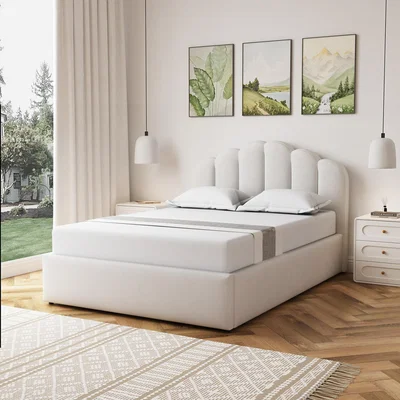 The Range Ranson Fabric 135cm Double Ottoman Bed Frame - Beige - Beige