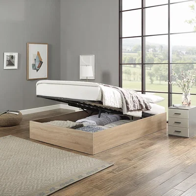 The Range Double Wooden Ottoman Bed Frame - Pine / Yes