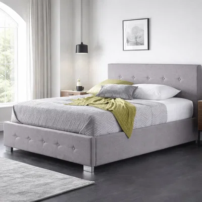 The Range Richmond Ottoman Storage Bed Frame Side Lift Fabric - Grey / Single