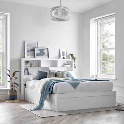 The Range Rest Relax Arabella White Wooden Ottoman Storage Bed - White / Double