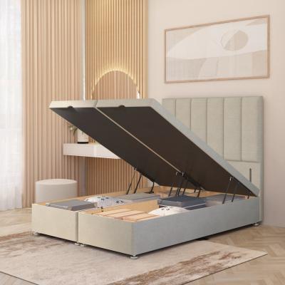 The Range Austin Tweed Fabric Ottoman Divan Bed End Opening with Floor Standing Headboard - Natural / Superking