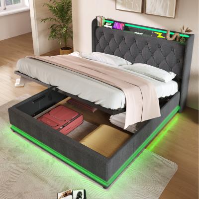 The Range Upholstered Ottoman Bed with 360 Surround Led Function - Grey / King
