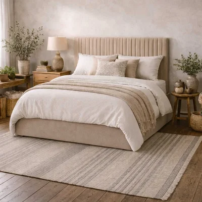 The Range Dublin Taupe 5ft King Ottoman Bed with Tall Ribbed Headboard and Storage - Brown