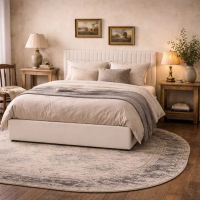 The Range Dublin 5ft King Ottoman Bed with Tall Ribbed Headboard and Under Bed Storage - White