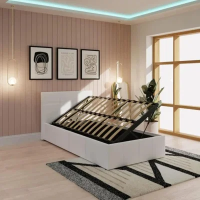 The Range Ottoman Single Bed Frame With Storage - White