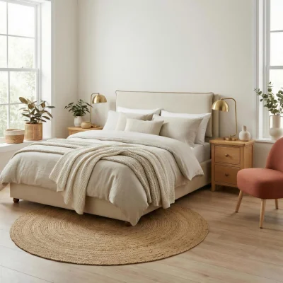 The Range Tilly Fabric Ottoman King Size Bed Frame - Cream