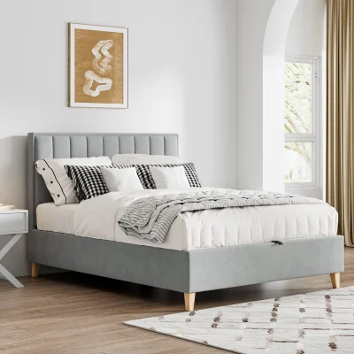 The Range Rhodes Velvet Storage Ottoman Bed - Grey