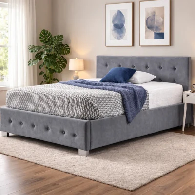 The Range Aspire Richmond Ottoman Storage Bed Frame Side Lift Fabric - Steel / Single