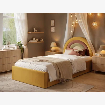 The Range Ava Single Ottoman Bed - Mustard