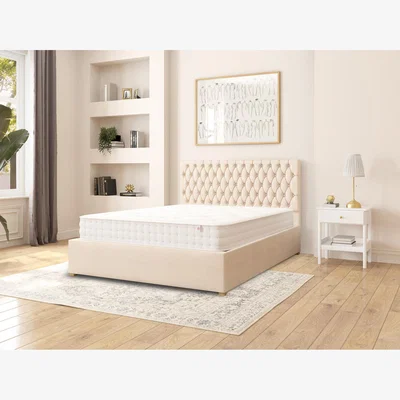 The Range Monroe Fabric Ottoman Storage Bed, Malham Weave Fabric - Cream / King