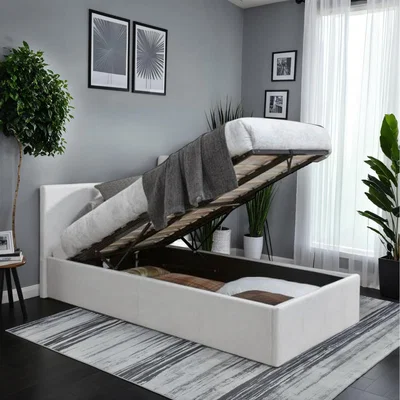 The Range Merlin Faux Leather Ottoman Bed Single Storage Frame - Black