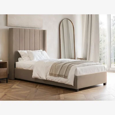 The Range Tiggy Single Ottoman Bed Velvet - Beige