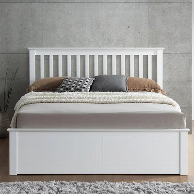 The Range Lodge White Wooden Storage Ottoman Bed - White / Small Double