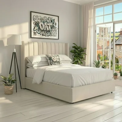 The Range Daresbury Natural Upholstered Winged Ottoman Storage Bed - Natural
